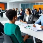 Home 22 감정평가사 협회와 네트워킹 - **Prompt:** A diverse group of real estate professionals, including seasoned evaluators and young de...