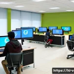 Home 23 감정평가사 시험의 연도별 추세 - A modern digital examination center featuring diverse Indian students seated at individual computer ...